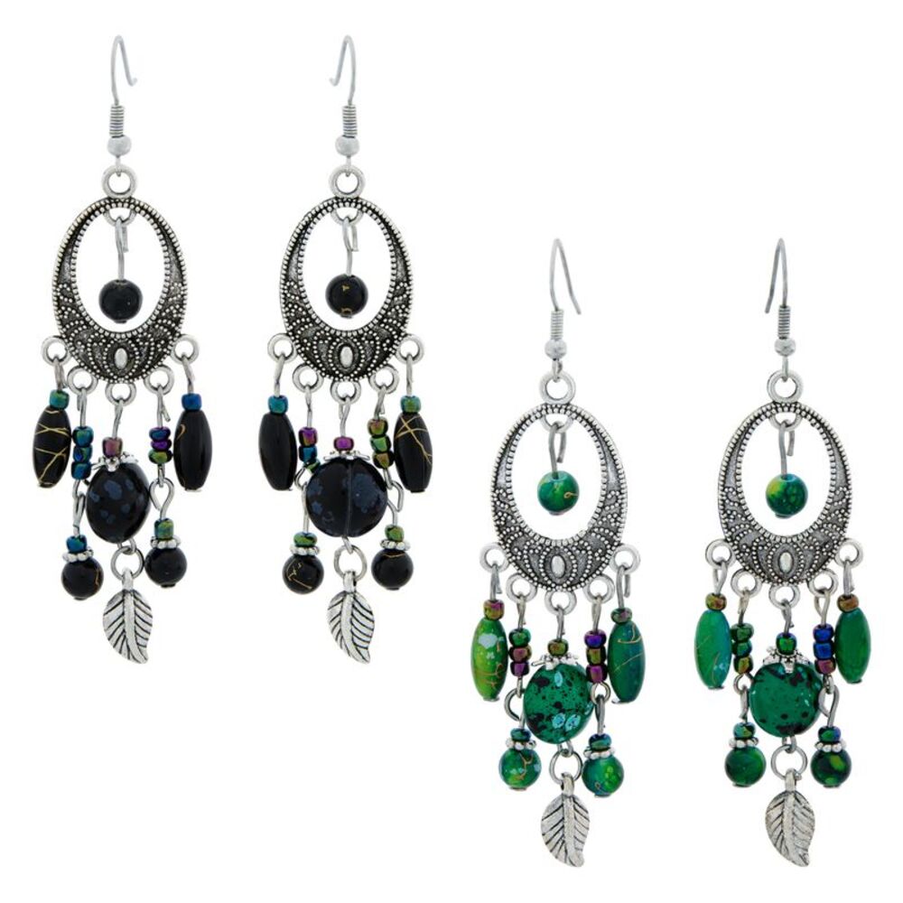 Canyon Sky Southwestern Style Boho Beaded Chandelier Earring Set, 2 Pairs